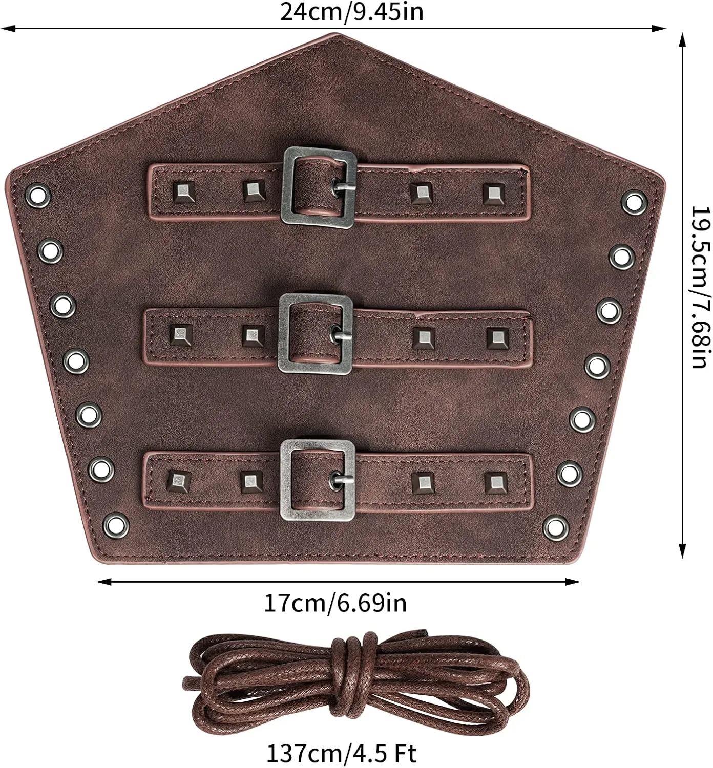 1 Pair Unisex Medieval Leather Arm Gauntlet Wristband Buckle Bracers Halloween Cosplay Costume Accessory for Theme Party