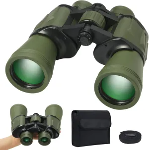 10X50 HD Binoculars for Adults and Kids, Large View Compact Binocular with Clear Low Light Vision, Waterproof/Professional Binoculars for Bird Watching/Outdoor Hunting/Travel (Green)