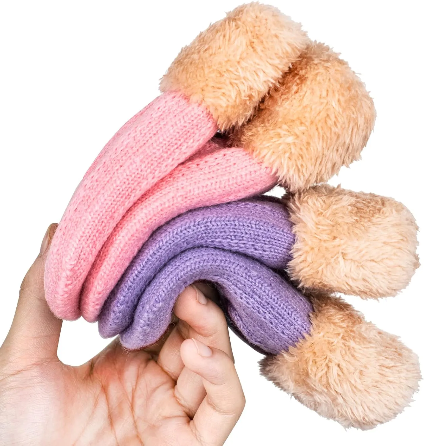 2 Pairs Kids Winter Knit Gloves Boys Girls Warm Thermal Cable Knitted Gloves 2-6-10-14 Year Wool Fleece Lined Mittens