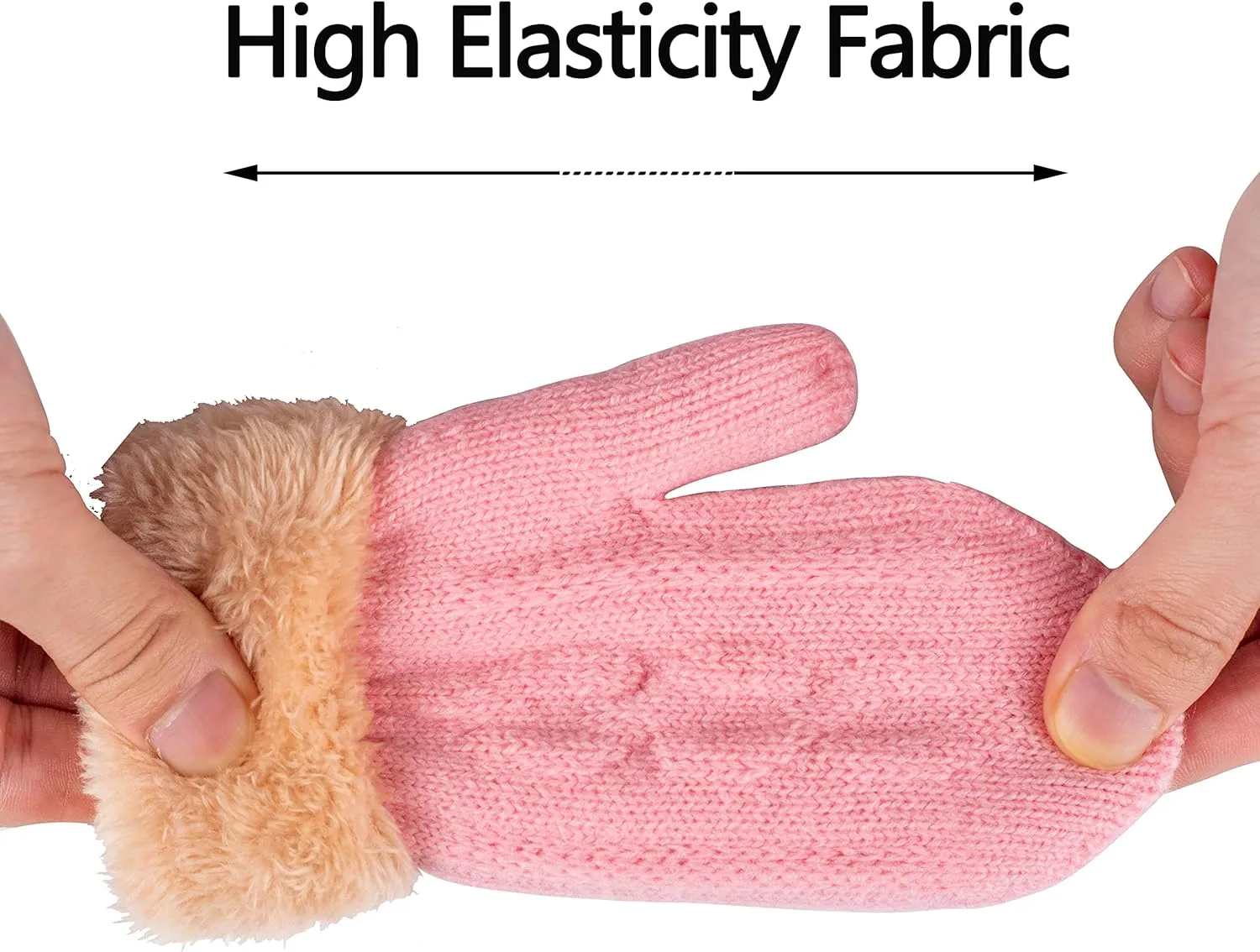2 Pairs Kids Winter Knit Gloves Boys Girls Warm Thermal Cable Knitted Gloves 2-6-10-14 Year Wool Fleece Lined Mittens