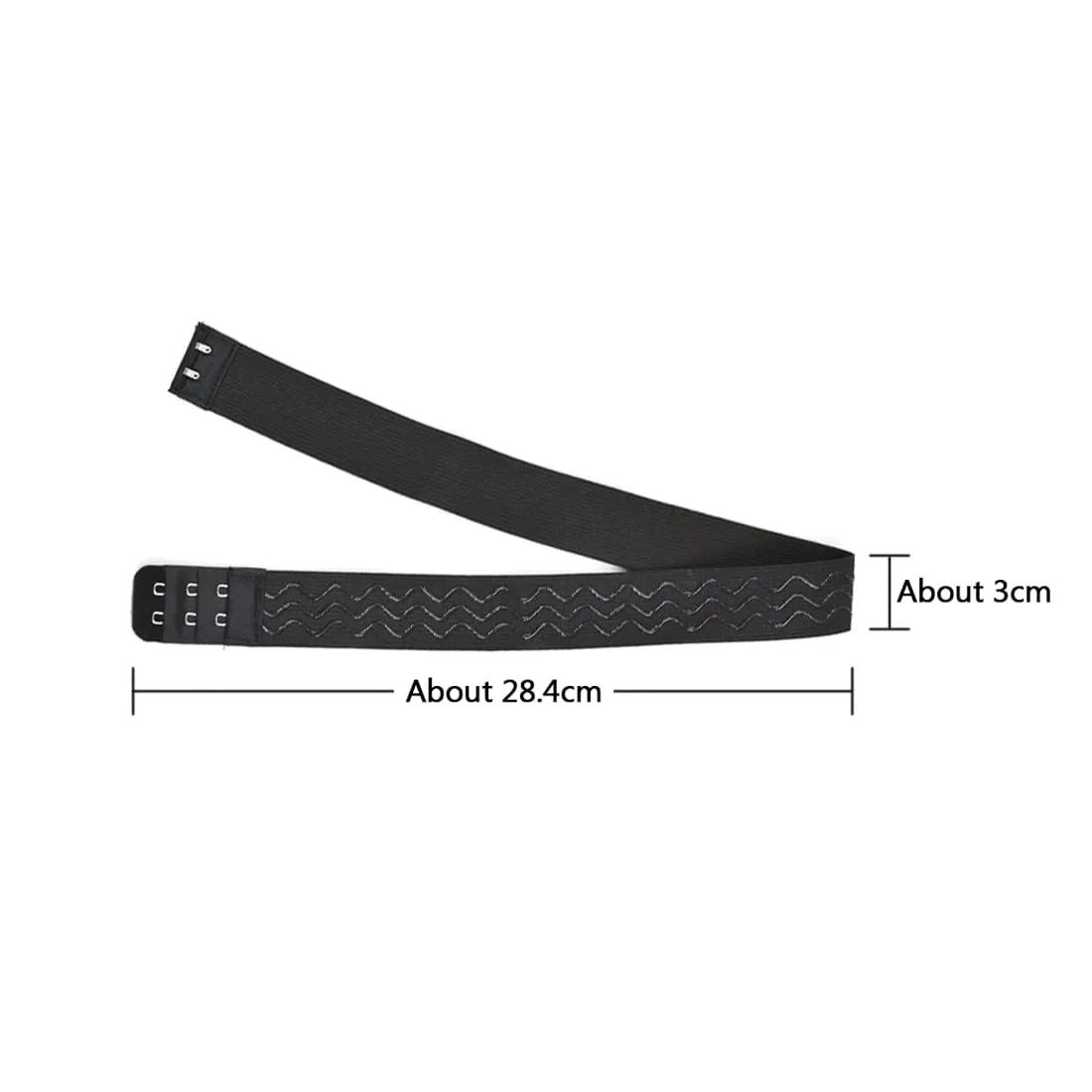 3 Pcs Non-Slip Adjustable Elastic Band Wavy Silicone Wig Band with Removable Hooks for Fixed Wigs (Width 1.2 Inch/3.0 cm)