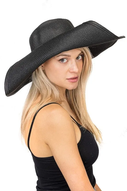 6" Wide Wired Brim Sun Hat in Black