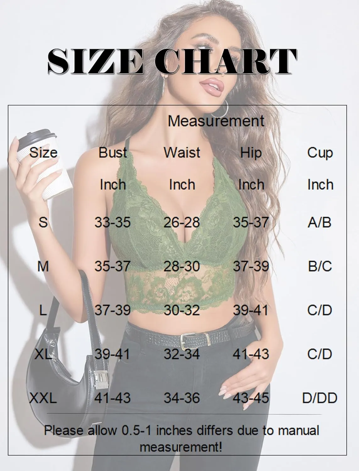 Avidlove Bralettes for Women Lace Wireless Bra V Neck Racerback Crop Top Adjustable Lingerie