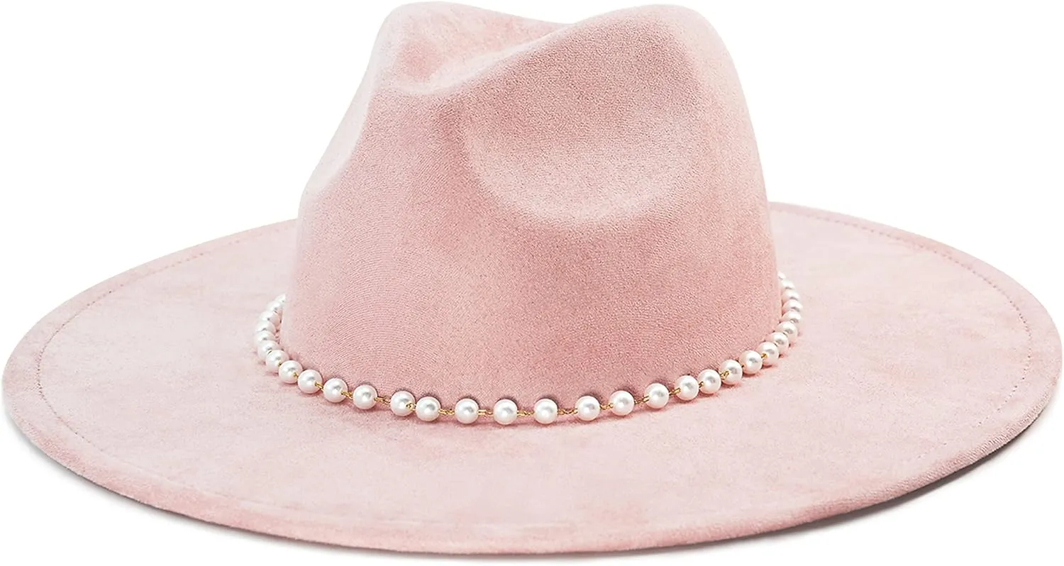 Big Wide Brim Fedora Hat for Women - Nashville Outfits Western Hats Women's Felt Panama Rancher Hat
