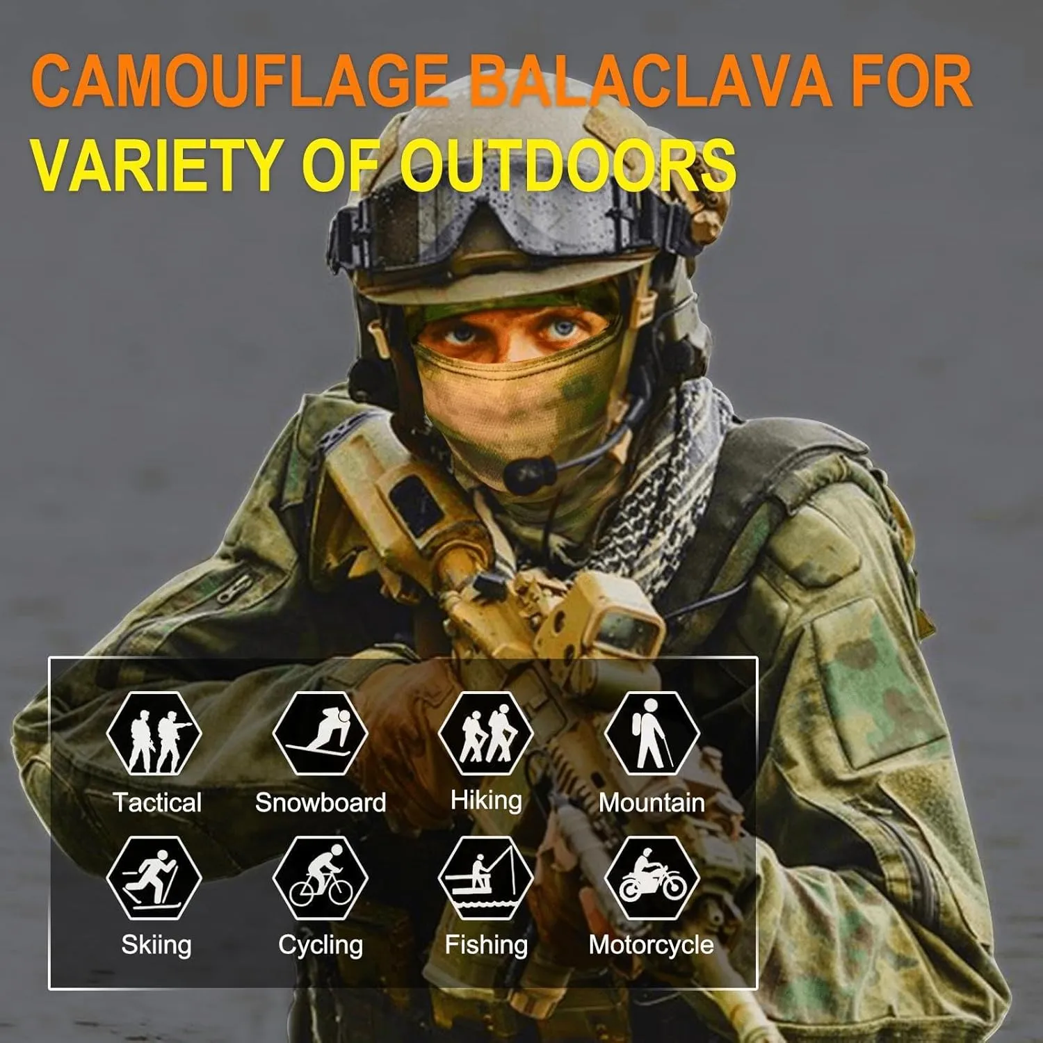 Camo Balaclava Face Mask for Man and Women-HuntingSkiingMotorcycle WindproofUV Protection&Military Training