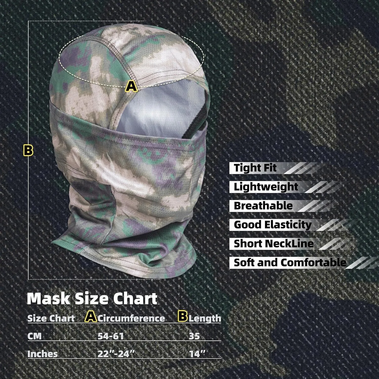 Camo Balaclava Face Mask for Man and Women-HuntingSkiingMotorcycle WindproofUV Protection&Military Training