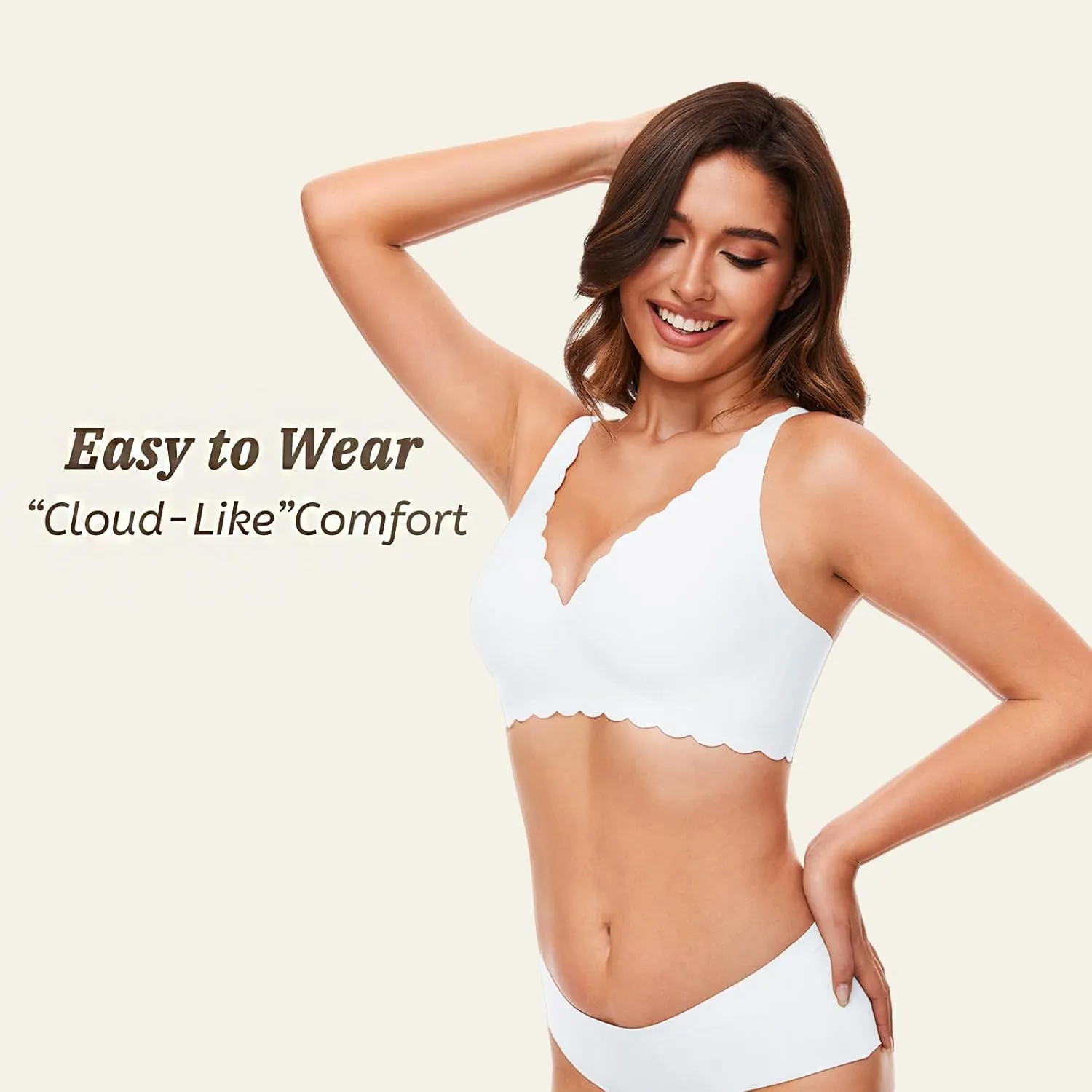 Deep V Petal Bras for Women No Underwire Soft Wireless Bras Comfort Seamless Bralettes with Extender