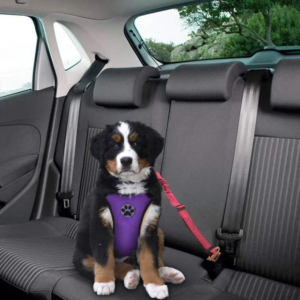 Dog Seat Belt, 2 Pack Adjustable Pet Car Seatbelt- Red
