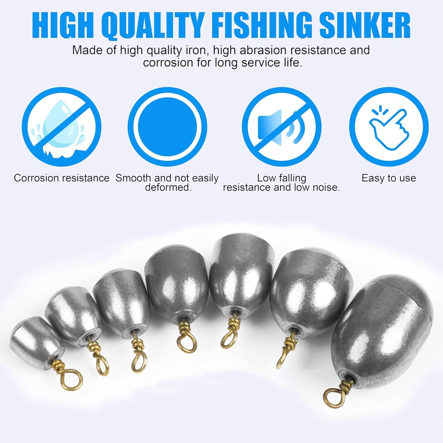 Fishing Weights Sinkers Kit,15pcs Bass Casting Sinkers Weights Bell Sinkers Iron Fishing Weights with Ring Drop Shot for Saltwater Freshwater 1/8oz-1oz