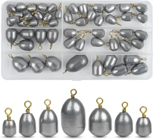 Fishing Weights Sinkers Kit,19/52pcs Bass Casting Sinkers Weights Bell Sinkers Assorted Iron Fishing Weights Drop Catfish Sinkers Weights for Saltwater Freshwater Fishing