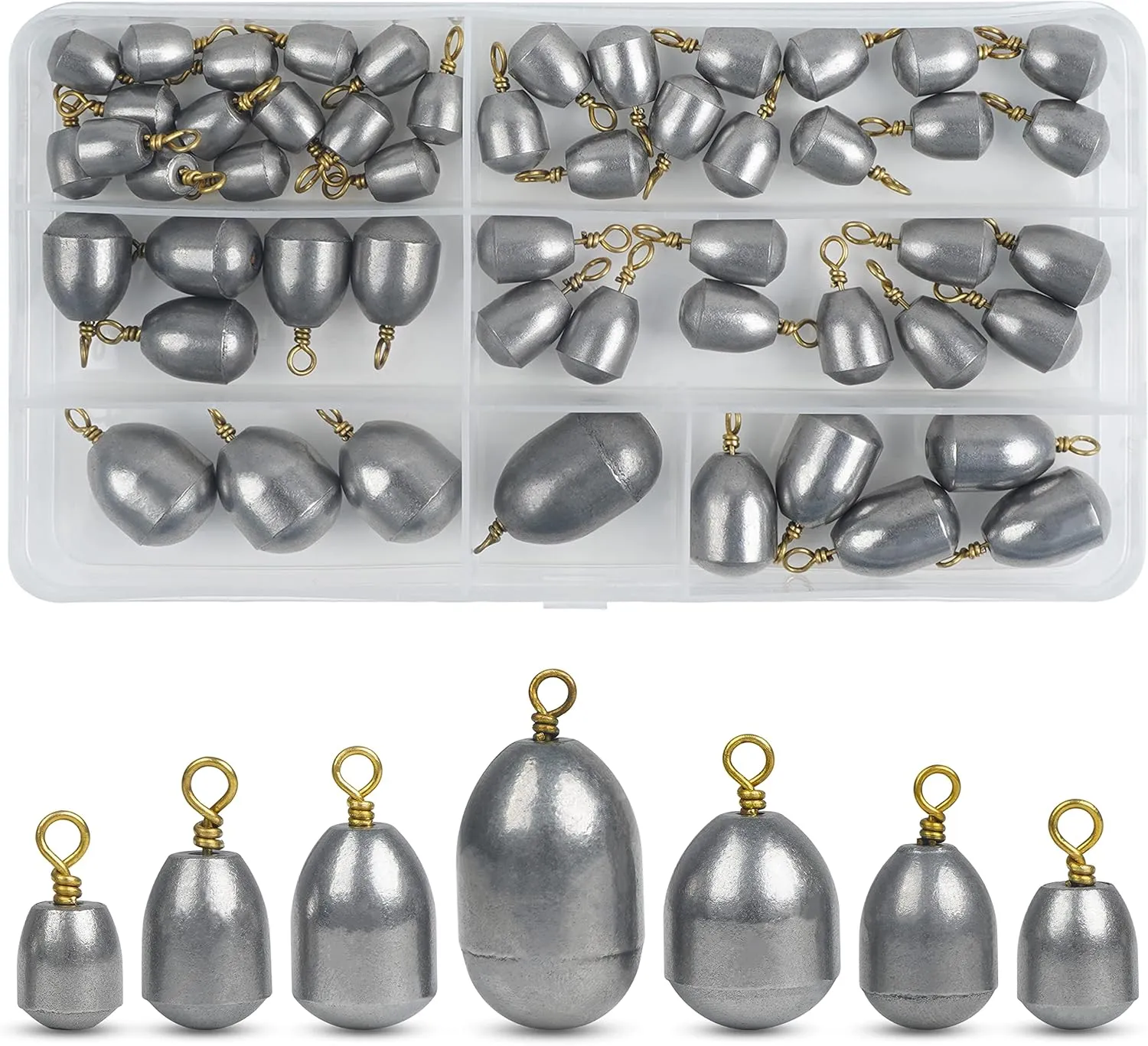 Fishing Weights Sinkers Kit,19/52pcs Bass Casting Sinkers Weights Bell Sinkers Assorted Iron Fishing Weights Drop Catfish Sinkers Weights for Saltwater Freshwater Fishing
