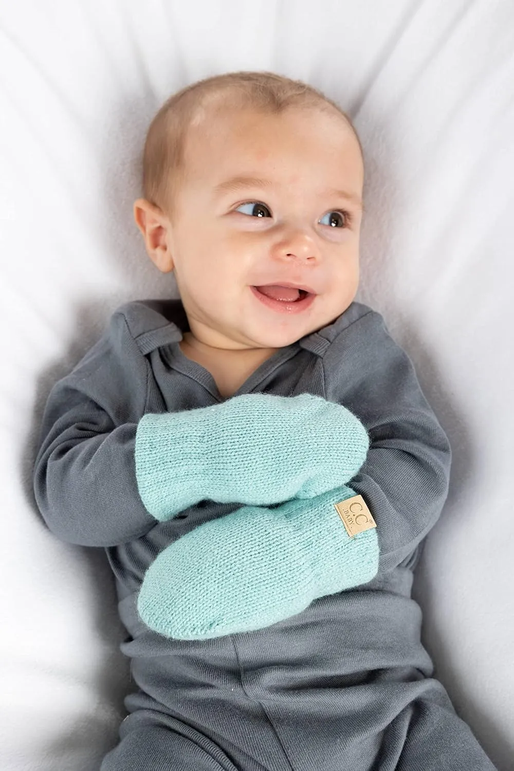 Funky Junque Baby Boy Mittens Newborn, Fleece Lined No Thumb Soft Double Layer Knit Gloves, Infant Mittens 0-9 Months