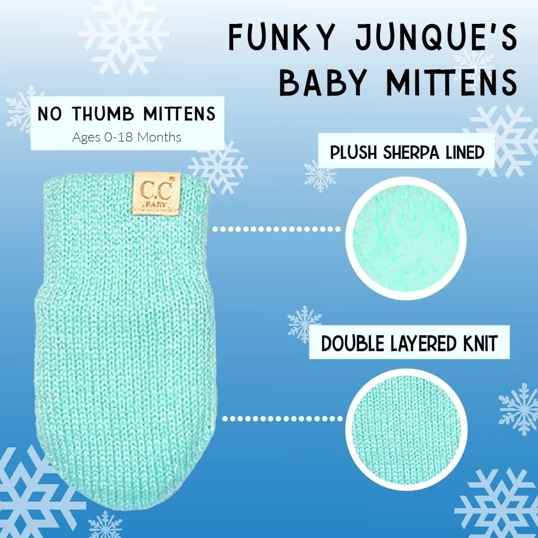 Funky Junque Baby Boy Mittens Newborn, Fleece Lined No Thumb Soft Double Layer Knit Gloves, Infant Mittens 0-9 Months