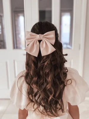 Girls Pink Satin Bow