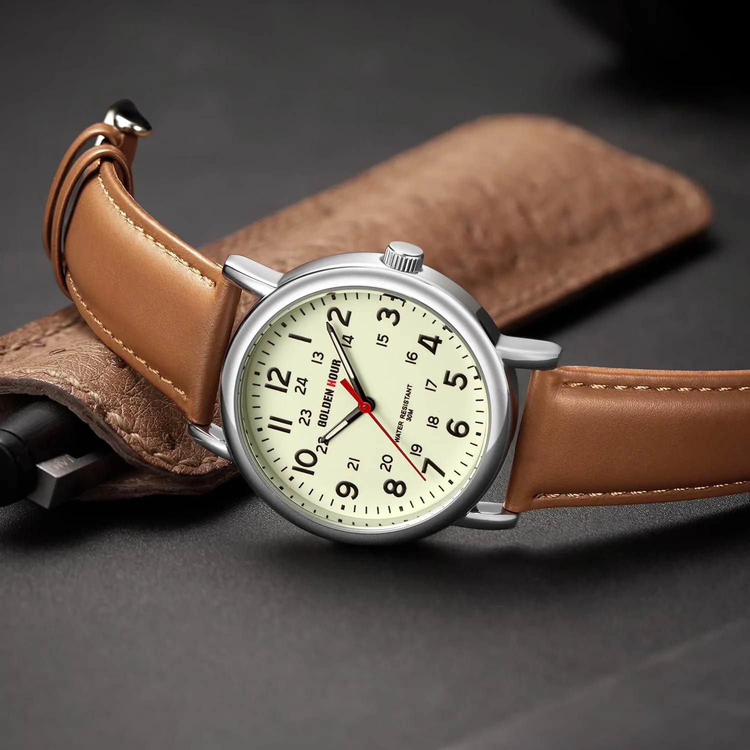GOLDEN HOUR Mens Quartz Analog Easy to Read 38mm Watch