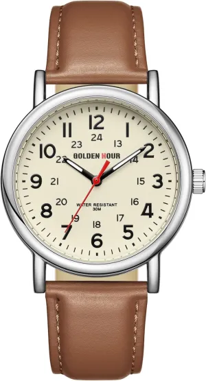 GOLDEN HOUR Mens Quartz Analog Easy to Read 38mm Watch