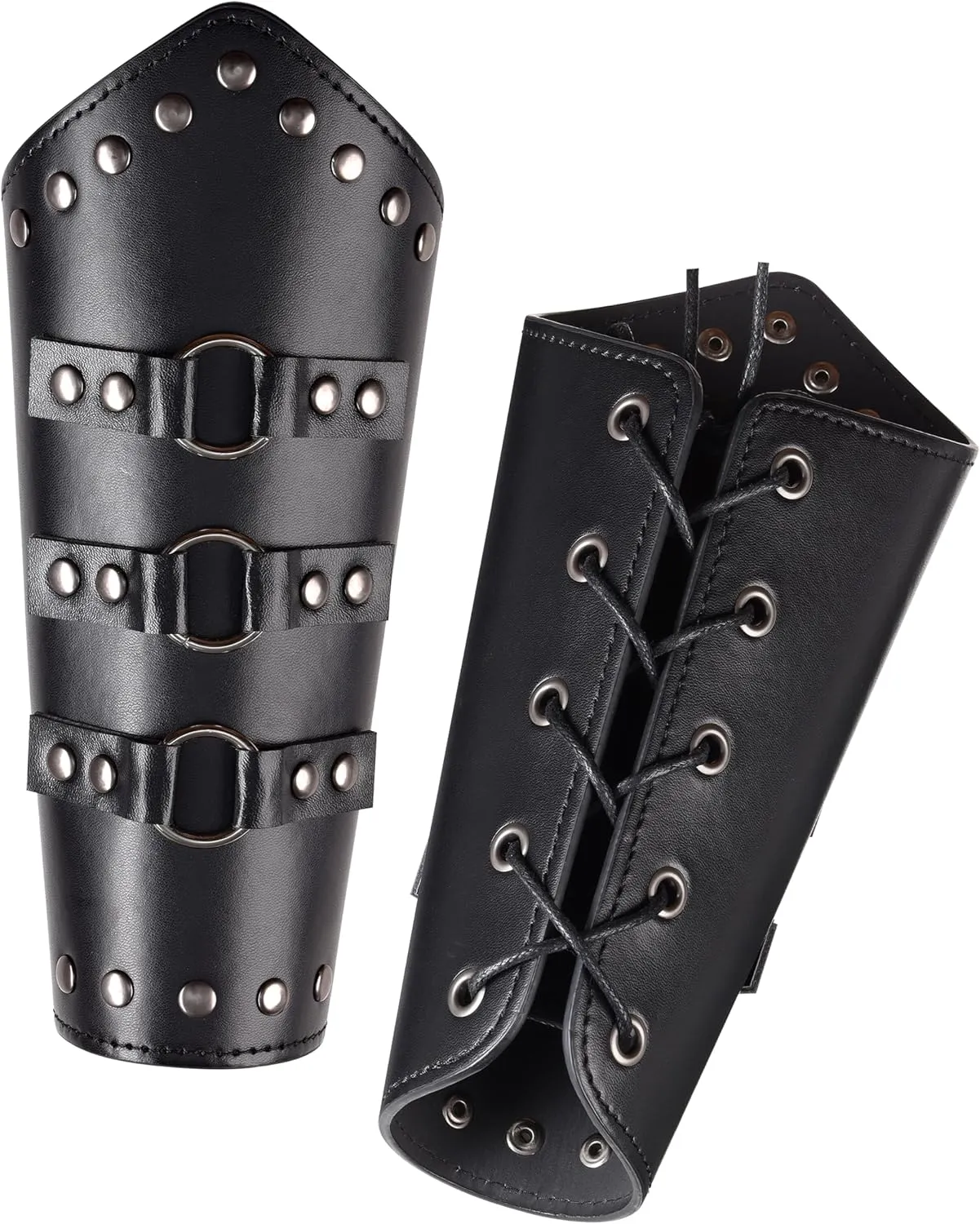 HAQUIL Gothic Arm Bracer: Faux Leather Gauntlet Wristband with Metal Accents for Punk Fashion (1 piece)