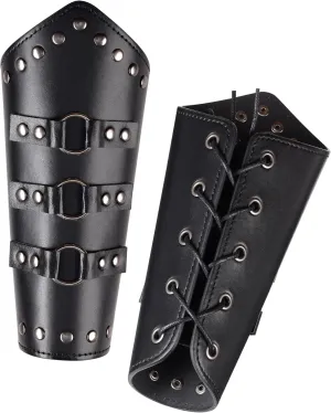 HAQUIL Gothic Arm Bracer: Faux Leather Gauntlet Wristband with Metal Accents for Punk Fashion (1 piece)