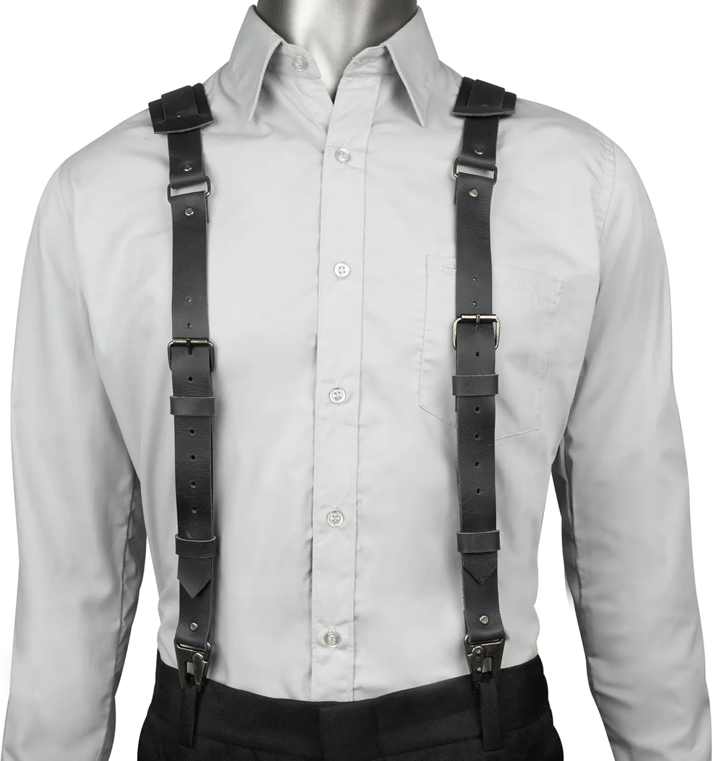 Hide & Groom, Hipster Style Suspenders with Adjustable Straps, Full Grain Leather, Handmade