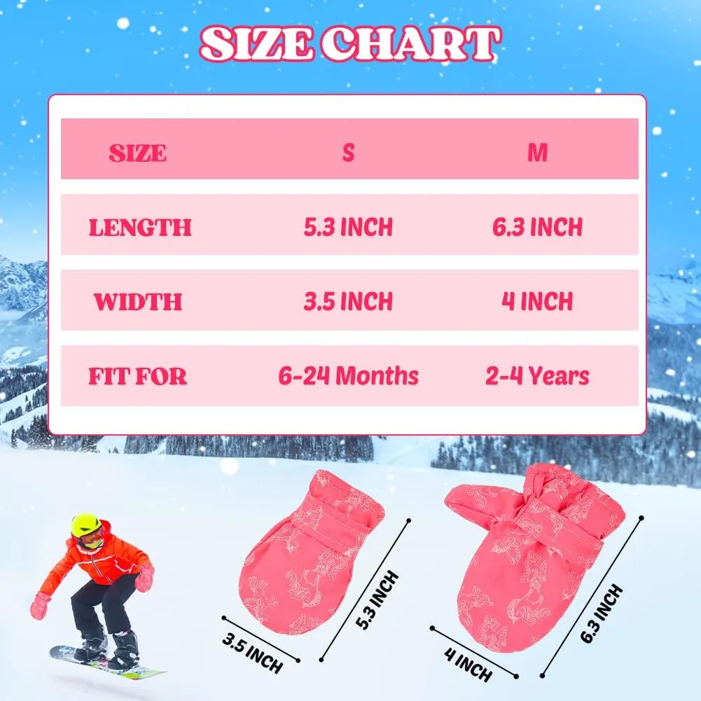 HONGTEYA Toddler Gloves Mittens Waterproof Toddler Snow Gloves Baby Winter Mittens for Toddler Boys Girls Baby Gloves
