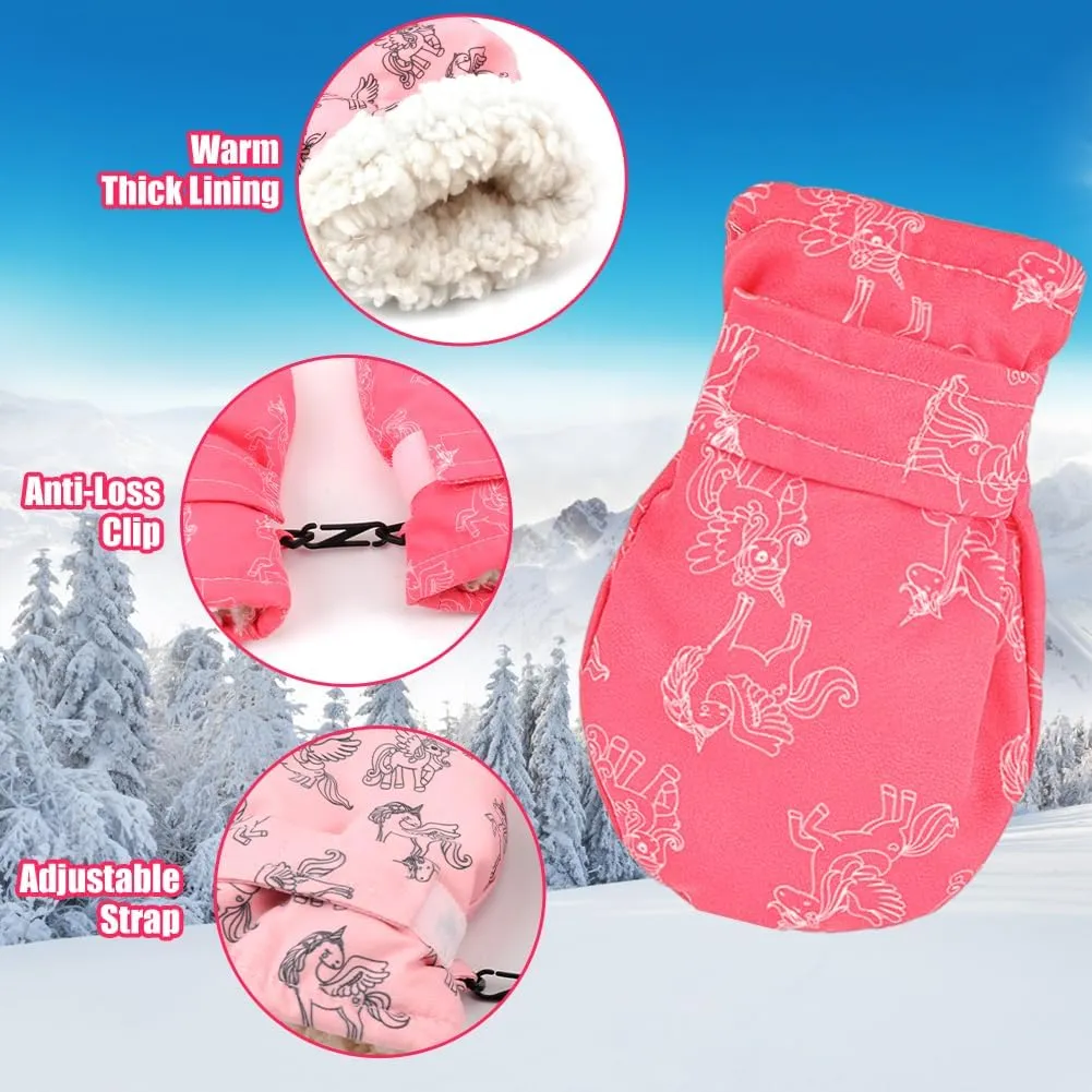 HONGTEYA Toddler Gloves Mittens Waterproof Toddler Snow Gloves Baby Winter Mittens for Toddler Boys Girls Baby Gloves