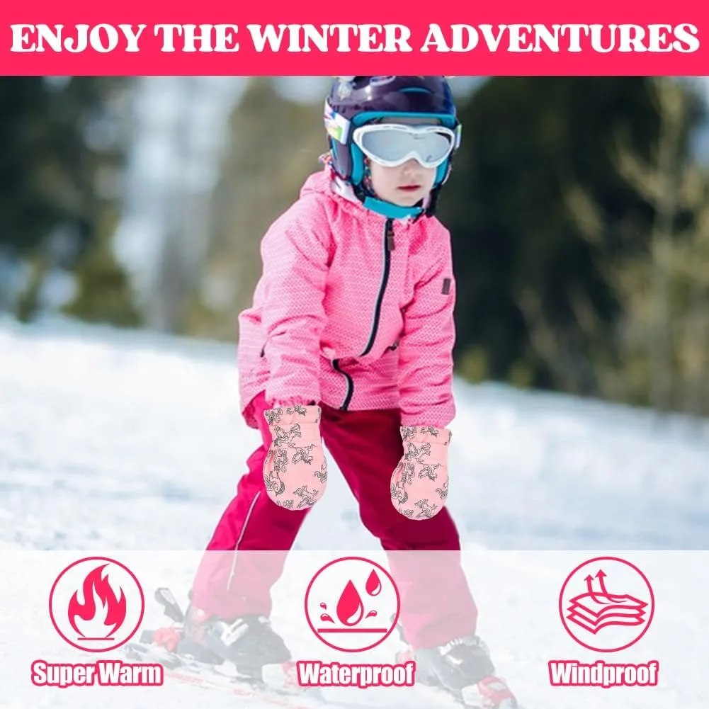 HONGTEYA Toddler Gloves Mittens Waterproof Toddler Snow Gloves Baby Winter Mittens for Toddler Boys Girls Baby Gloves