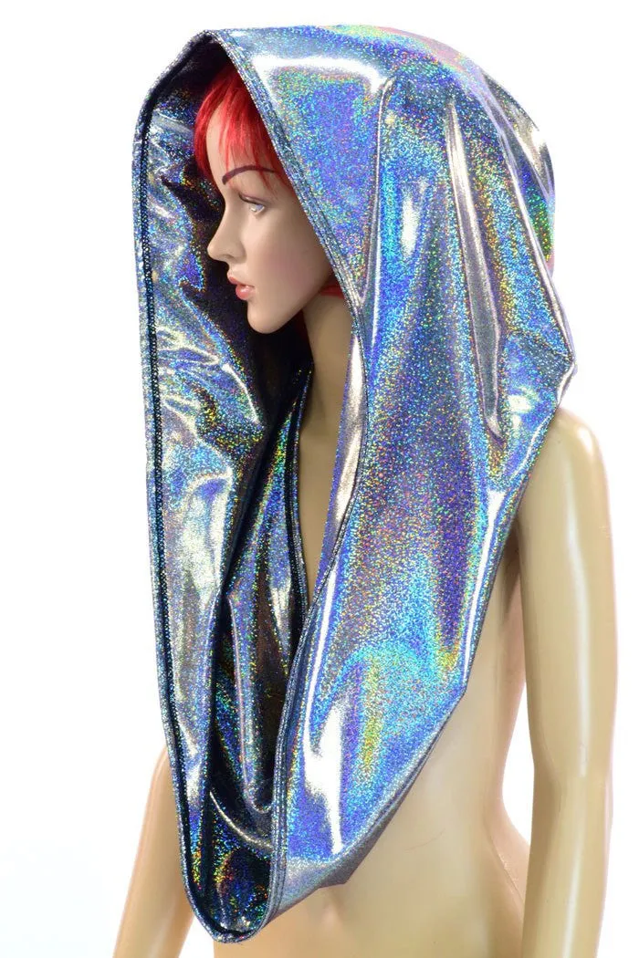Huge Silver Holographic Festival Hood