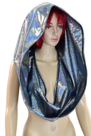 Huge Silver Holographic Festival Hood