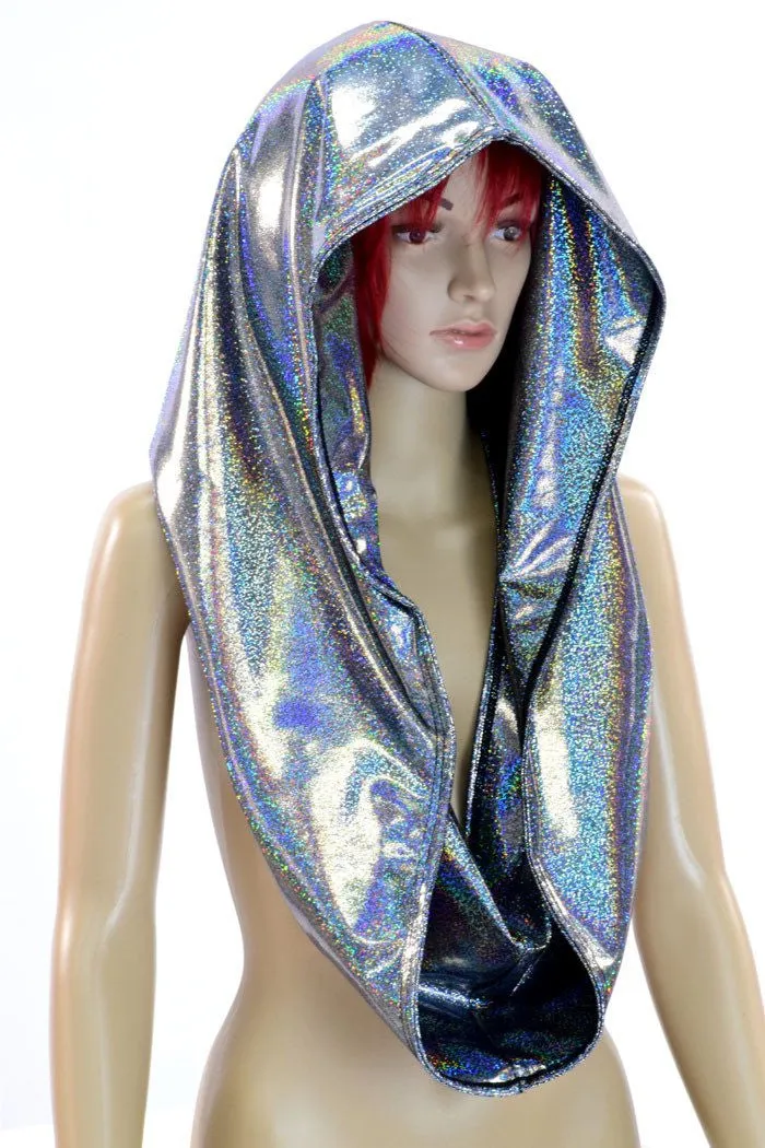 Huge Silver Holographic Festival Hood