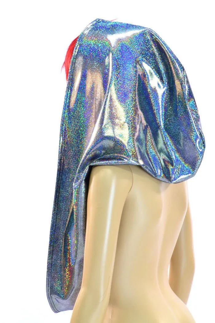 Huge Silver Holographic Festival Hood