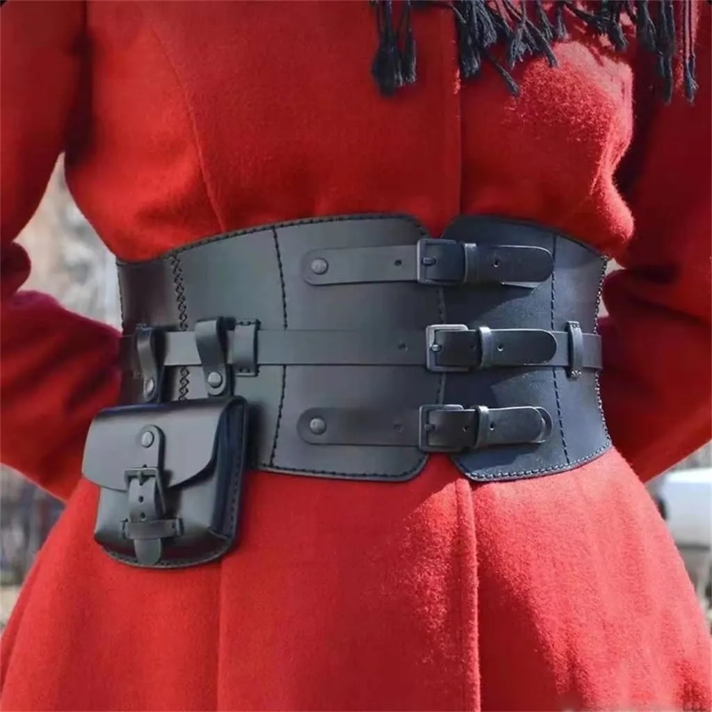 JSEIAJB Needle Buckle Wide Waist Coat Wide Belt Leather Women's Corset Decoration Multifunctional Belt