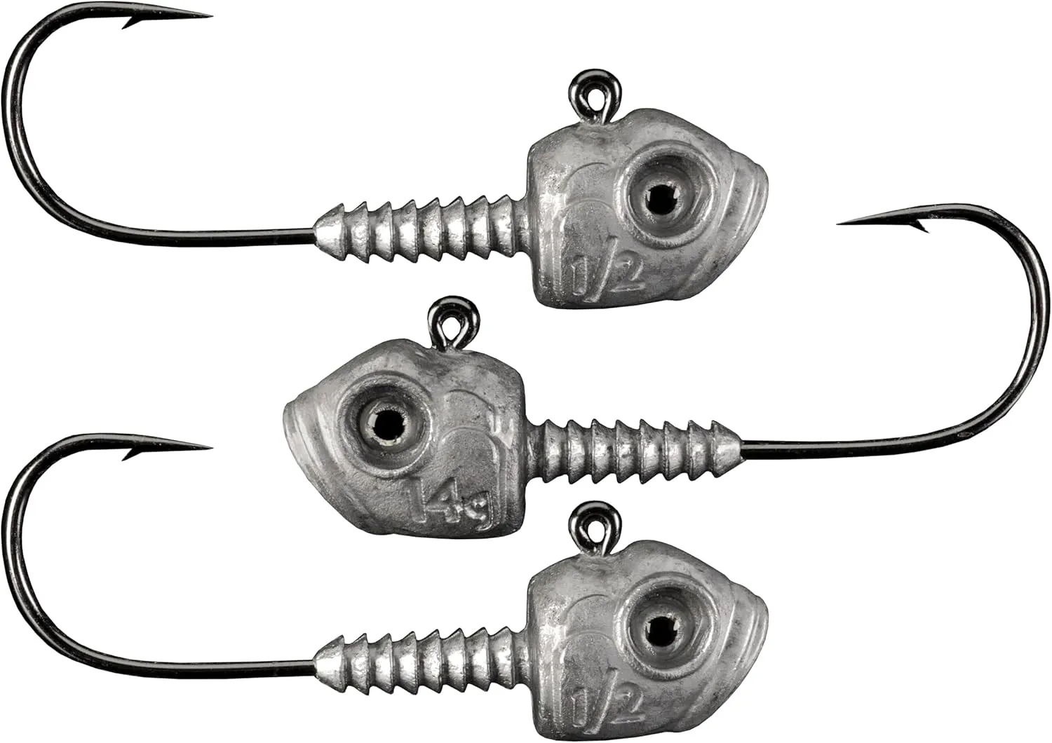 Lunker City Fishing Titan Jig Heads 1/8oz 3/16oz 1/4oz 3/8oz 1/2oz Nickel 3/0 Mustad Ultra Point Hooks Clear Coat, Black, or White Shad Molded Fish 3D Eyes, 3 Per Bag