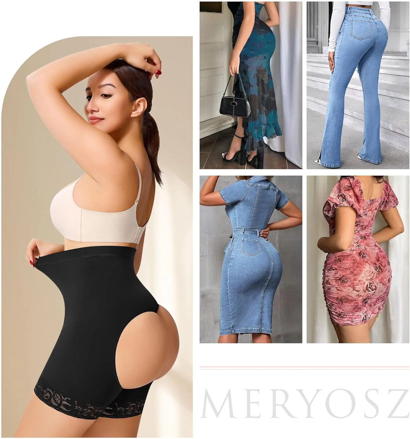 MERYOSZ Shapewear Shorts Tummy Control Underwear Butt Lifting Panties Shapewear High Waisted Faja Body Shaper Girdle