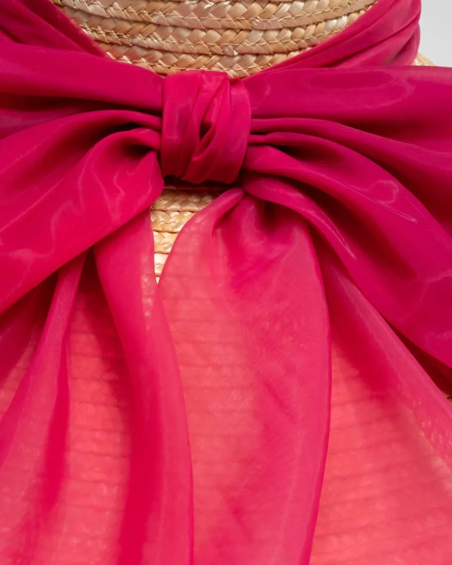 Mirabel straw wide-brimmed hat with organza bow Eugenia Kim