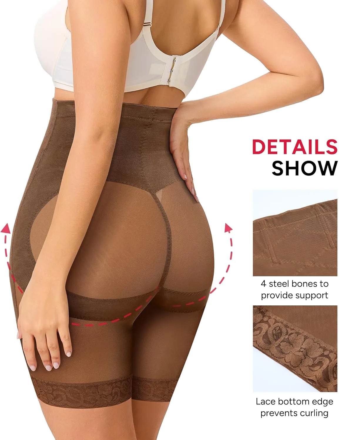 Nebility Tummy Control Shapewear Shorts High Waisted Body Shaper Butt Lifting Panties Thigh Slimmer Girdle