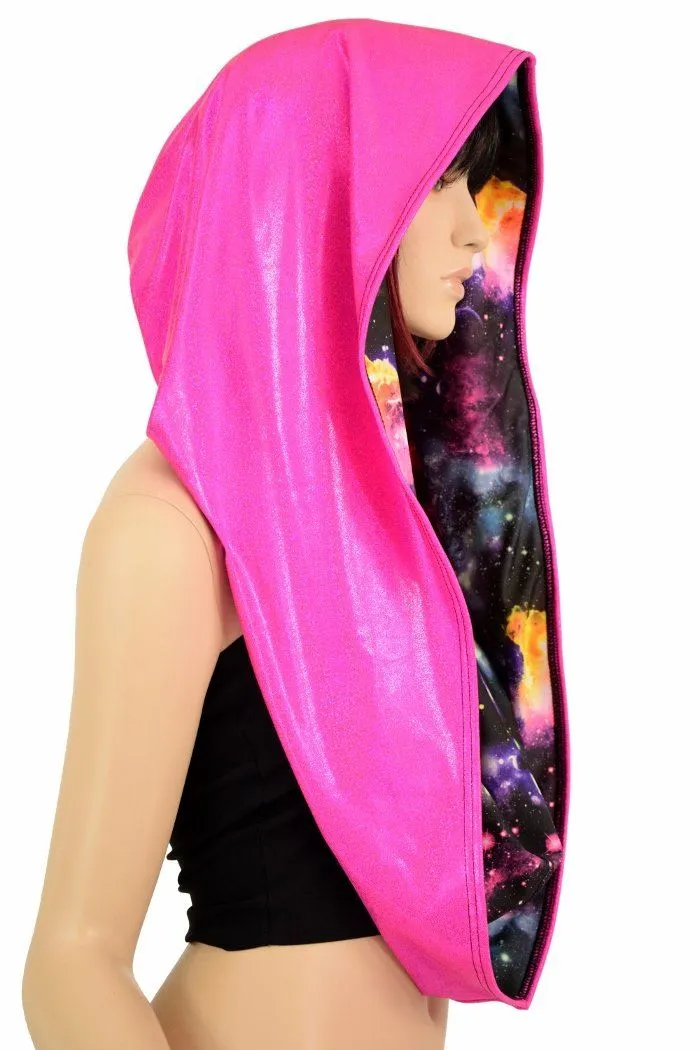 Pink & Galaxy HUGE Reversible Festival Hood