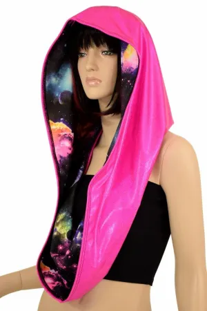 Pink & Galaxy HUGE Reversible Festival Hood
