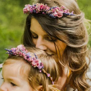 Pink and purple flower hair crowns Set of matching crowns Mummy and me Wedding accessories Children photo props flower girl headpiece