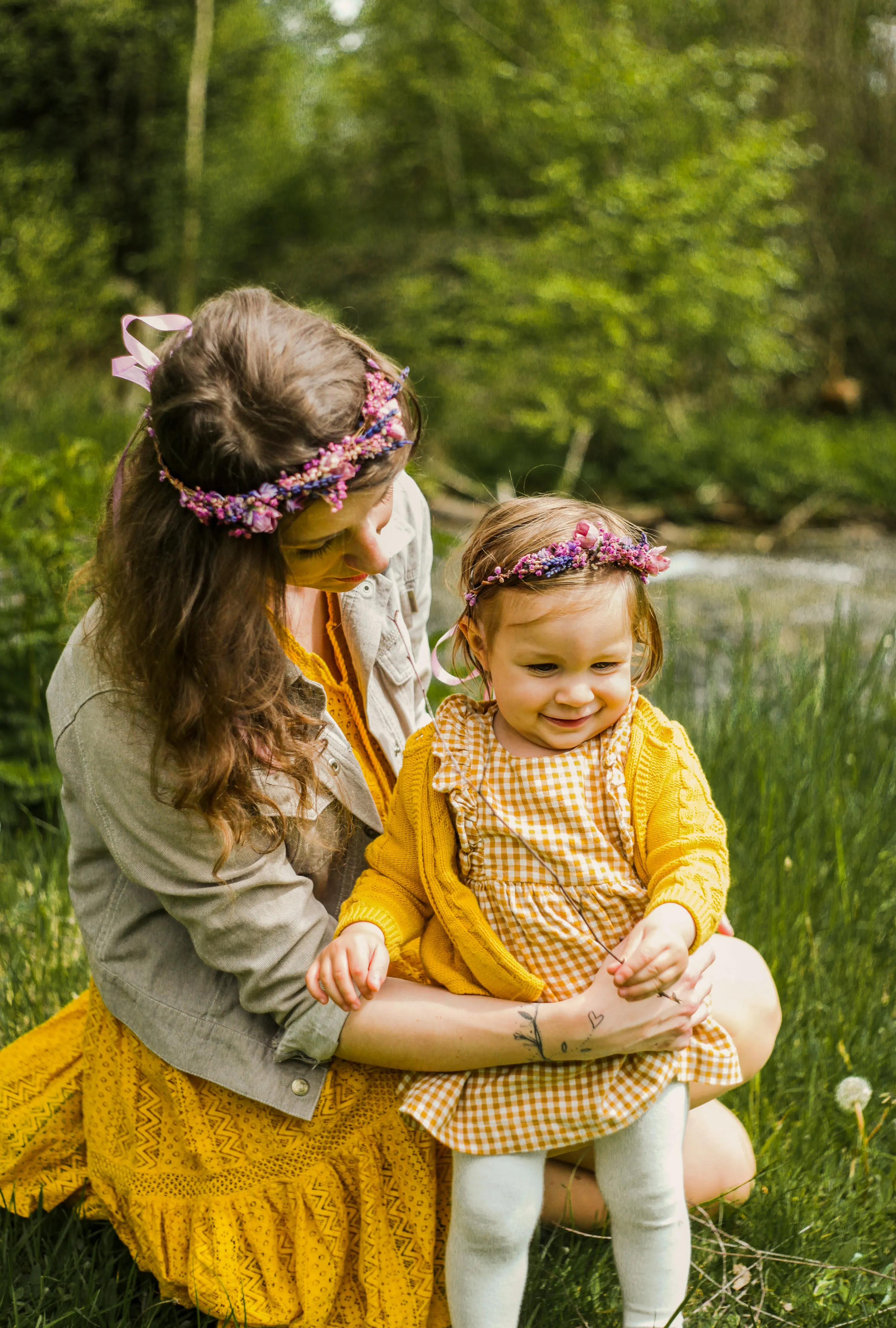 Pink and purple flower hair crowns Set of matching crowns Mummy and me Wedding accessories Children photo props flower girl headpiece
