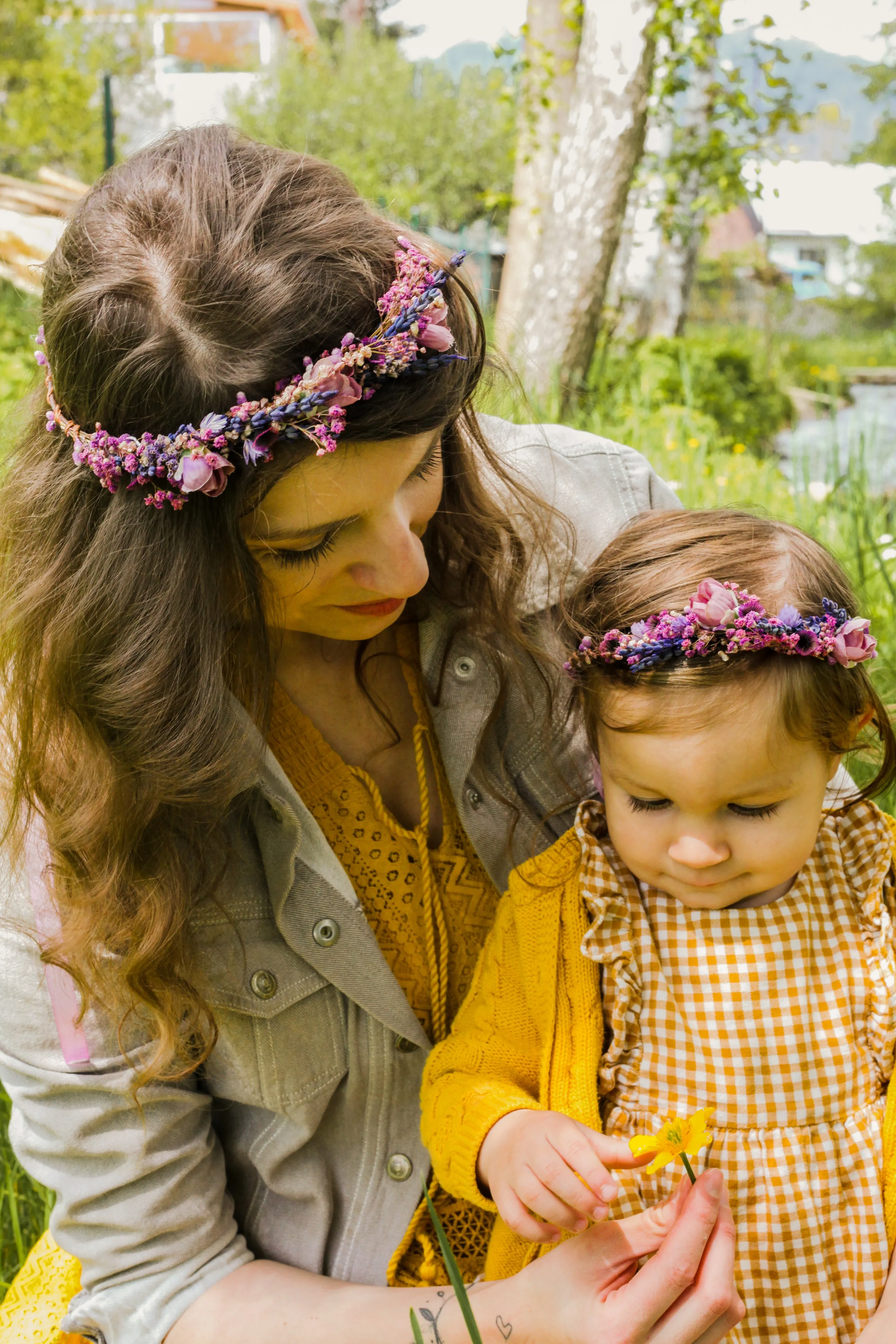 Pink and purple flower hair crowns Set of matching crowns Mummy and me Wedding accessories Children photo props flower girl headpiece