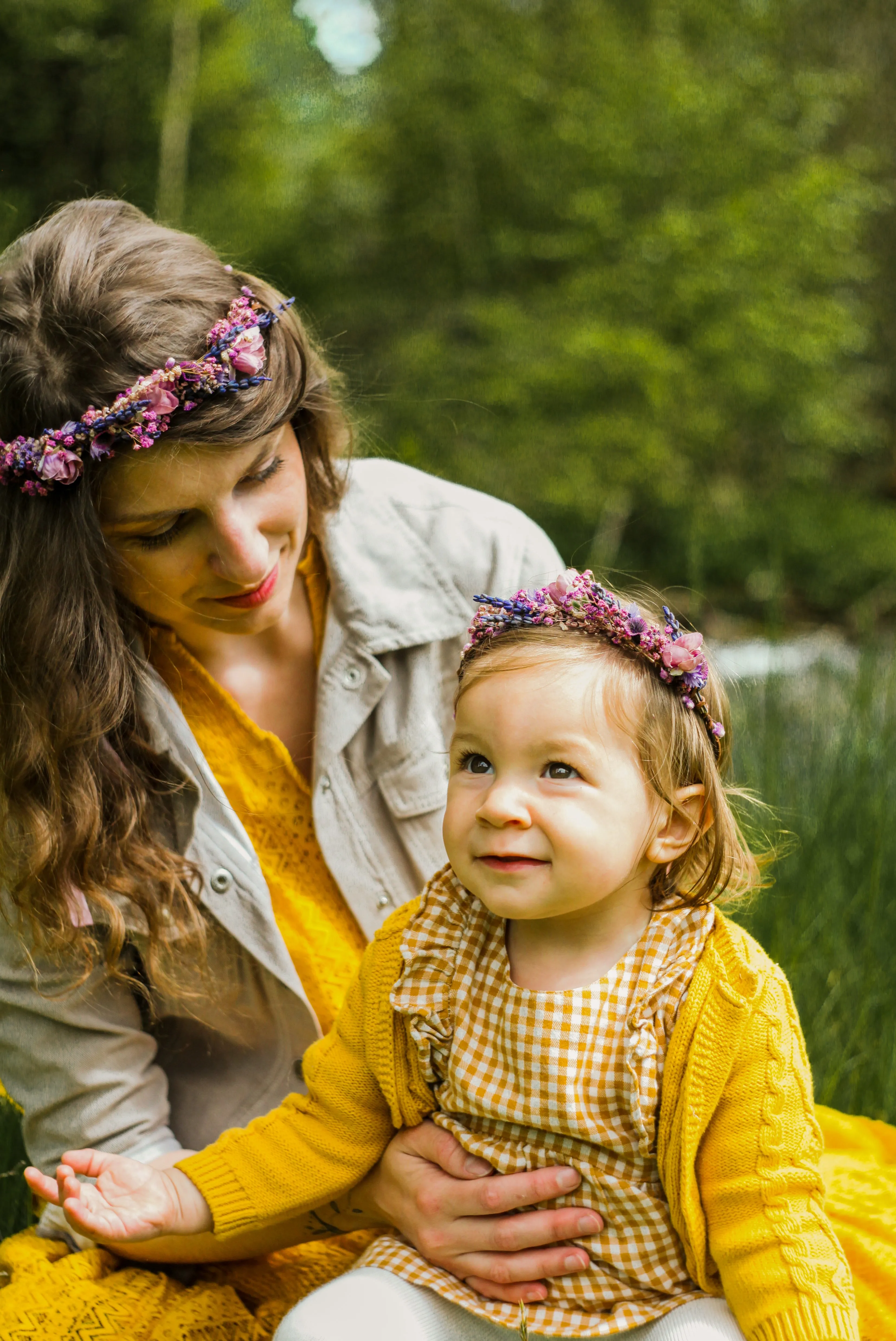 Pink and purple flower hair crowns Set of matching crowns Mummy and me Wedding accessories Children photo props flower girl headpiece