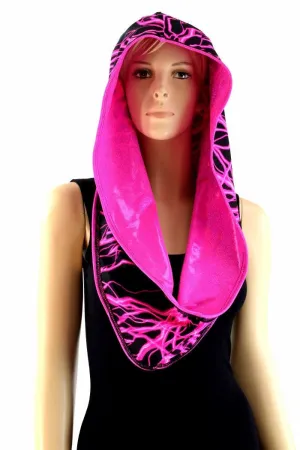 Pink Holographic & Pink Lightning Reversible Infinity Festival Hood