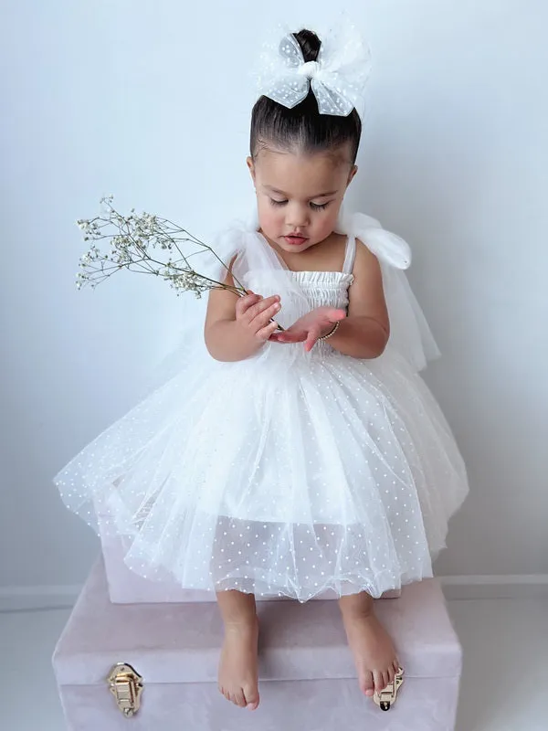 Poppy White Tulle Bow