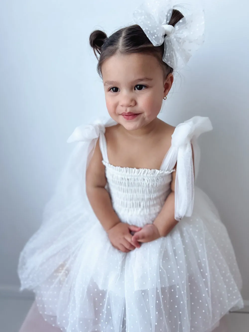 Poppy White Tulle Bow
