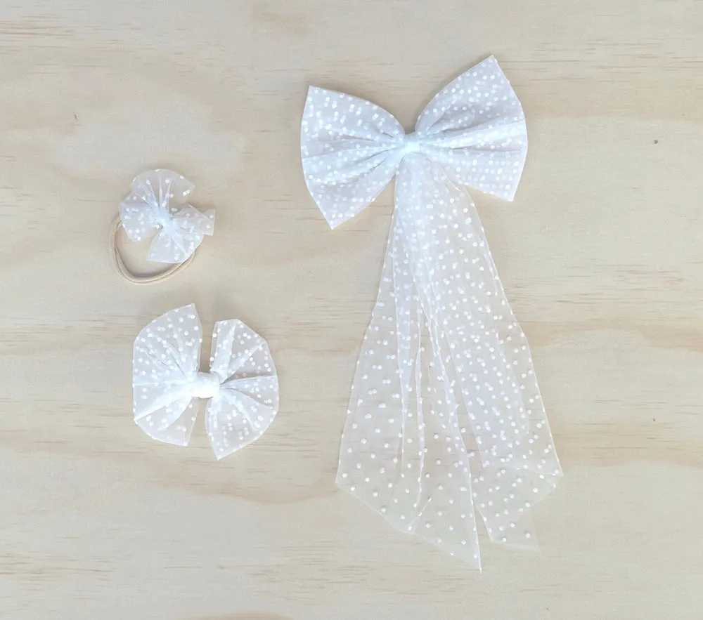 Poppy White Tulle Bow