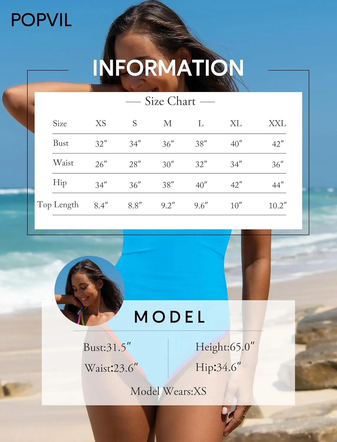 popvil Women's One Piece 2025 Tummy Control Swimsuits Neon Color Block Swimwear Deep V Neck Slimming Bathing Suit