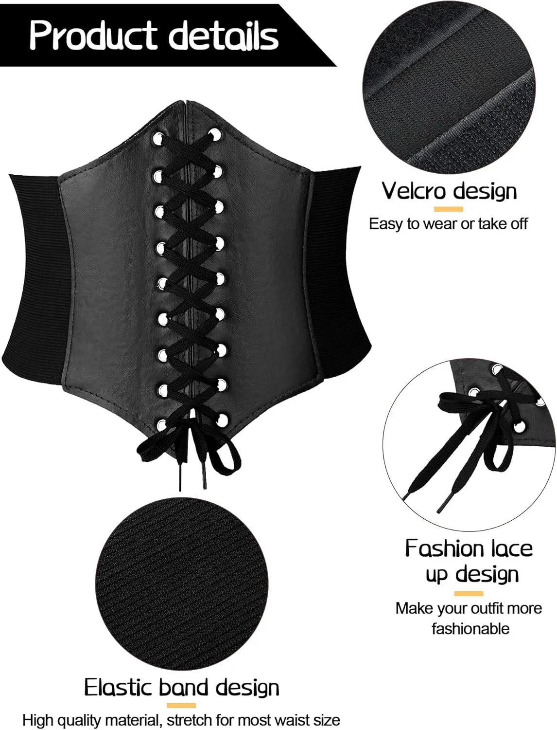 SATINIOR 3 Pieces Women Renaissance Corset Belts with Leather Gauntlets Stretch Elastic Belt for Halloween Women Costume