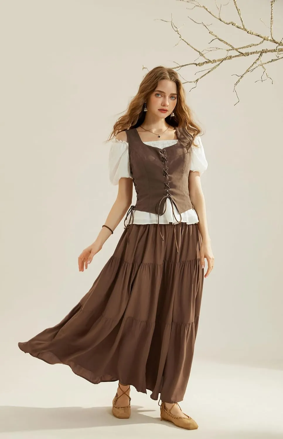 Scarlet Darkness Renaissance Vest for Women Lace Up Medieval Vest Pirate Costume