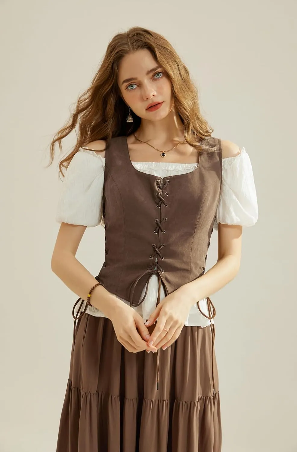 Scarlet Darkness Renaissance Vest for Women Lace Up Medieval Vest Pirate Costume