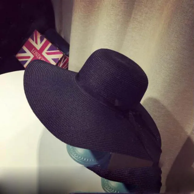 Summer Women Bowknot Wide Brim Panama Hat Outdoor Foldable Beach Hat